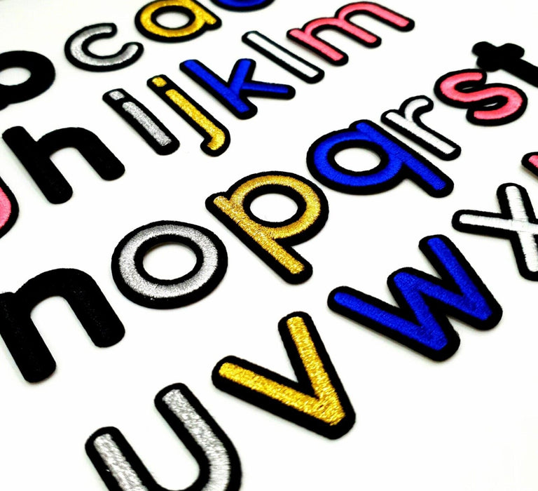 Multicolored Lowercase Embroidered 3.4cm Iron On Patch Letters