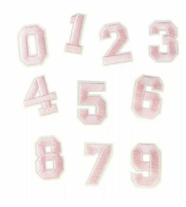 Baby Pink Embroidered 5cm Iron-On Patch Numbers