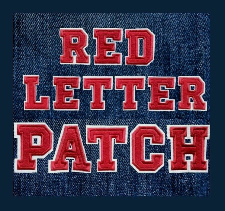 Red Embroidered Letter Iron-On Patch K - 3