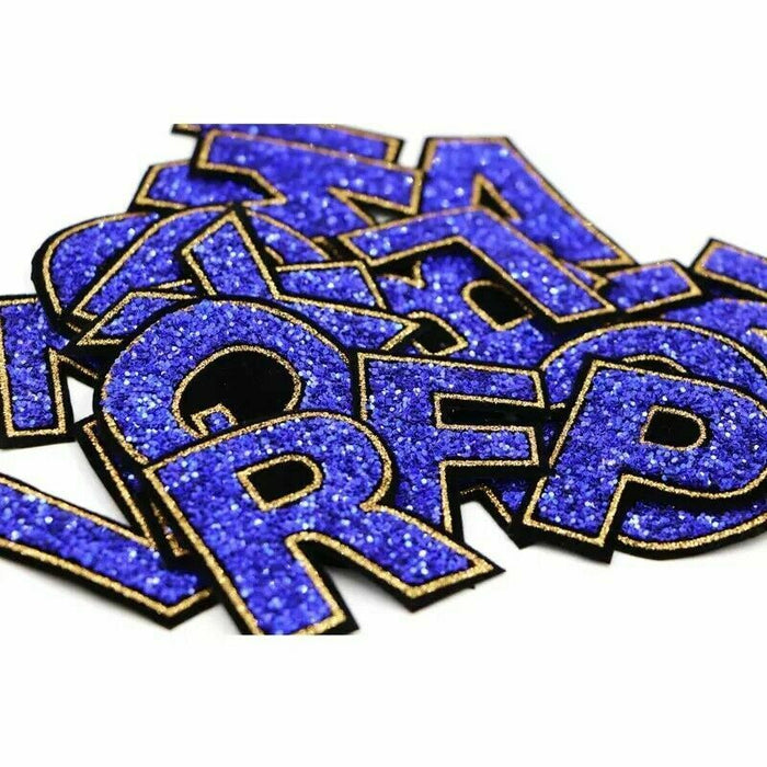 Blue Sequin Sparkle 5.5cm Iron On Patch Letters