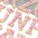 Pink Pearl AB Rhinestone 4.6cm Iron On Patch Letters 