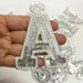 Sequin Silver Sparkle 6.5cm Sew-On Patch Letter A