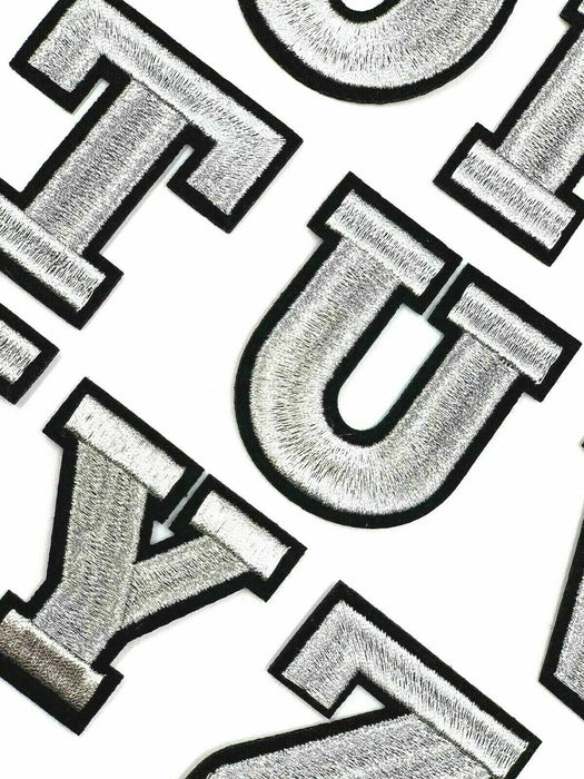 Silver Embroidered 5.5cm Iron-On Patch Letters