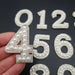 White Pearl Silver Rhinestone 4.6cm Iron On Patch Number 4