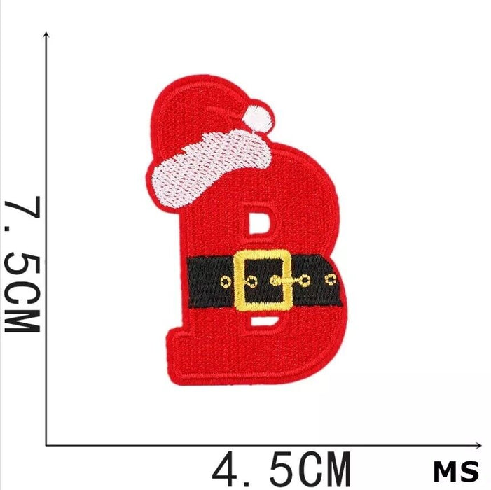 Christmas Mashup Embroidered 7cm Iron On Patch Letter B