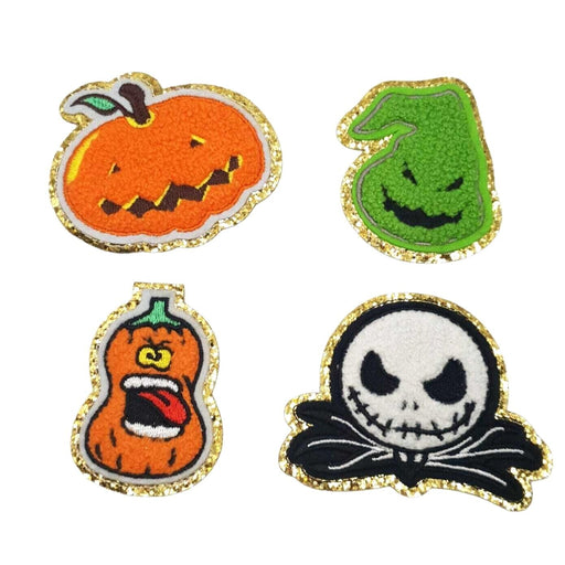 Halloween Pumpkins, Skeleton & Ghoul Chenille Iron-On Patches