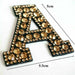 Bronze 5.5cm Rhinestone Iron On Patch Letter A