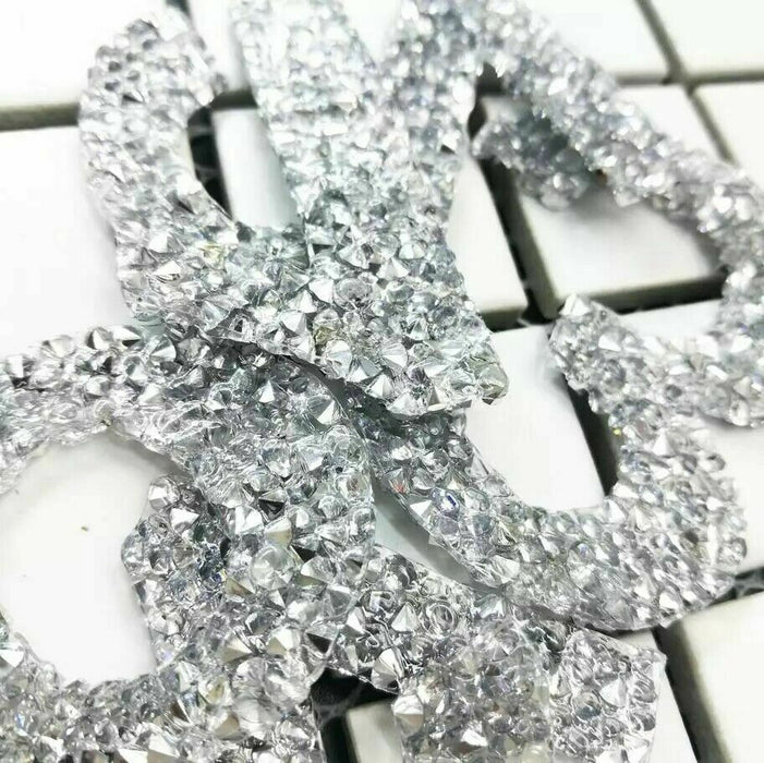 Silver Rhinestone 5cm Iron On Patch Numbers