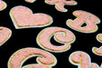 Pink Chenille Gold Trim 7cm Iron On Patch Letters