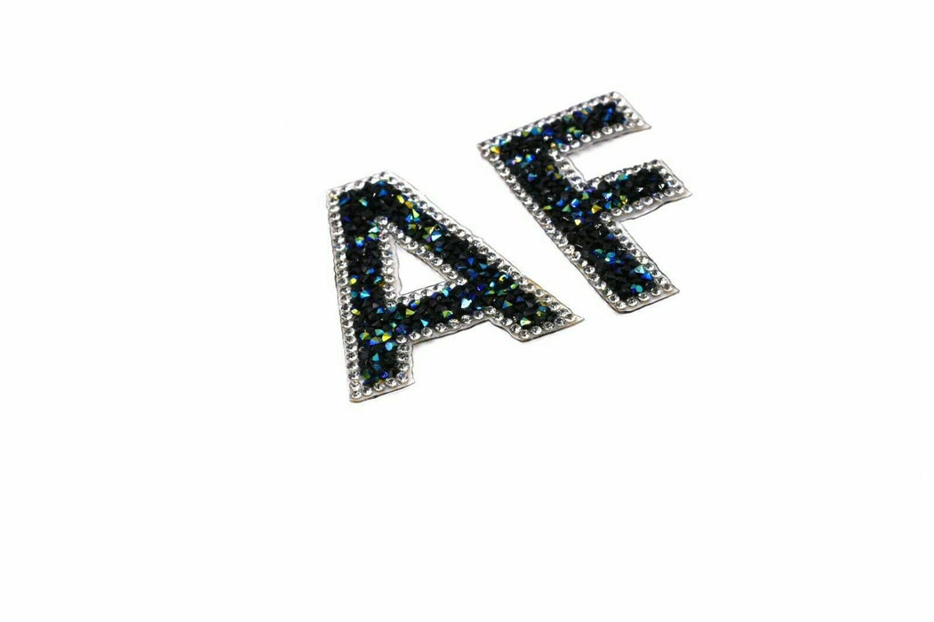 Large Ocean Rhinestone Iron On Patch Letters