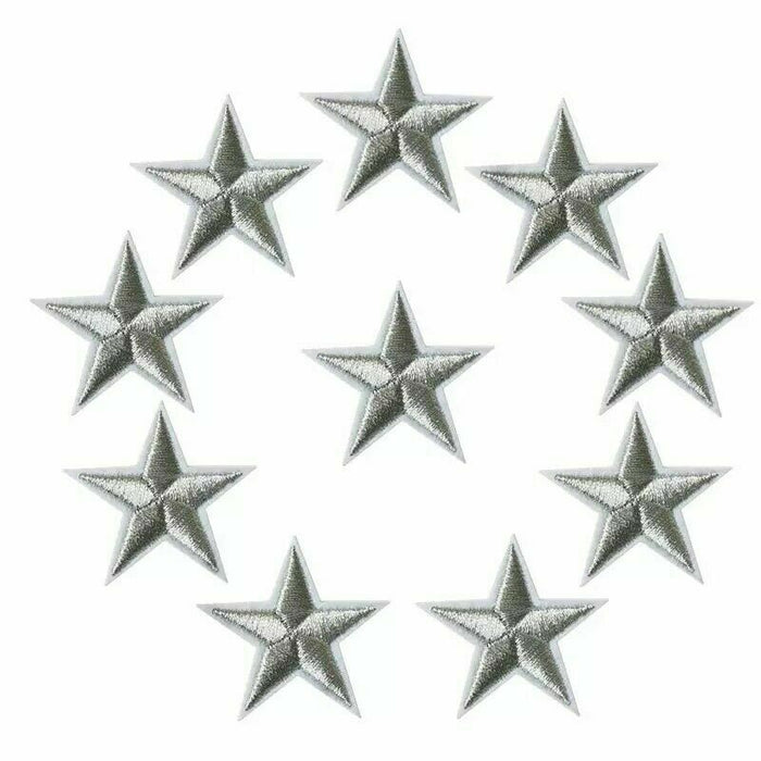 Star Embroidered White Coloured Iron On Patches