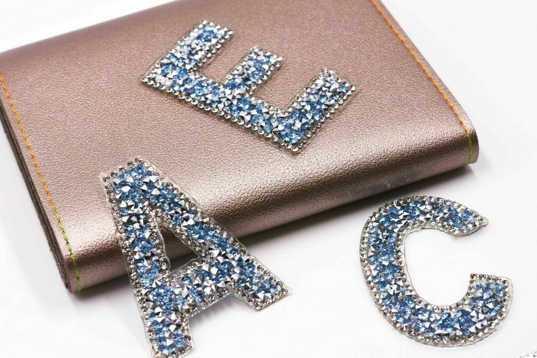 Blue Rhinestone 6.2cm Iron-On Patch Letters