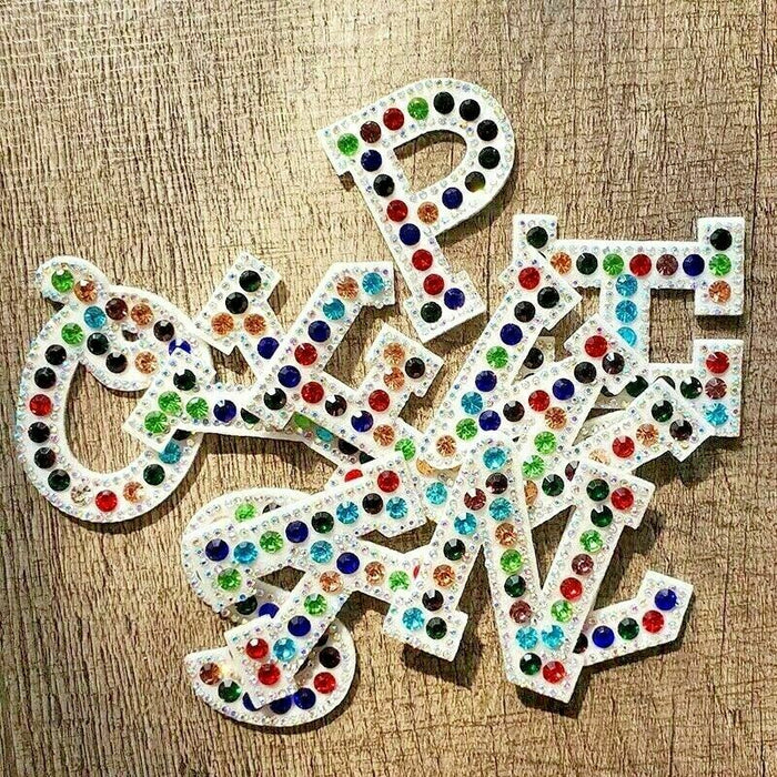 Carnival Multi-Coloured Rhinestone 5.5cm Iron-On Patch Letters