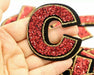 Red Sequin 5.5cm Iron-On Patch Letter C