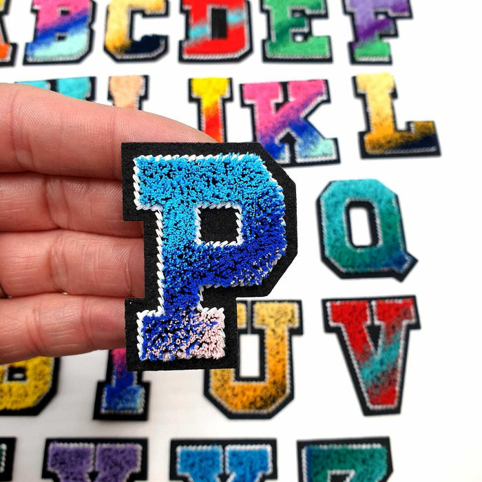 Brush Style Multicoloured 4.7cm Iron-On Patch Letter P