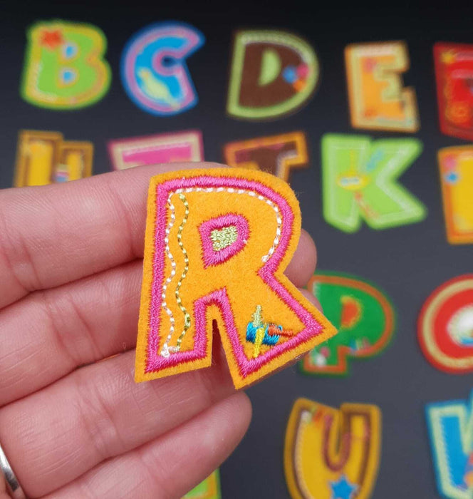 Kids Range Embroidered Art Attack 3.5cm Iron-On Patch Letter R