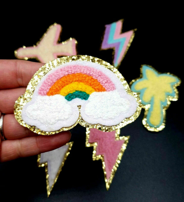  Rainbow Chenille Iron on / Sew on Patch Patches