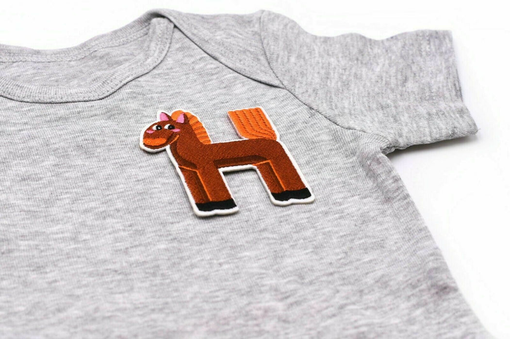 Kids Range Embroidered 6cm Animal Iron-On Patch Letter H