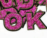 Pink Sequin Sparkle 5.5cm Iron On Patch Letters