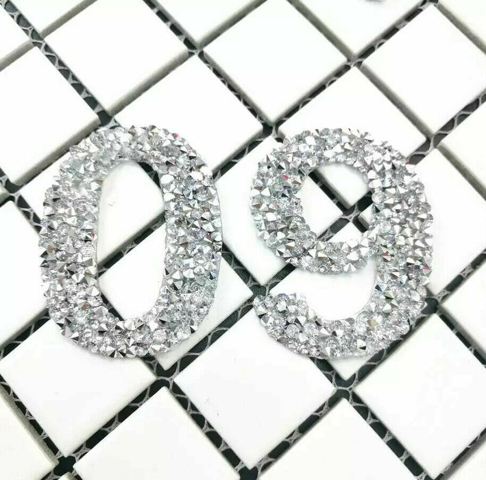 Silver Rhinestone 5cm Iron On Patch Number 9