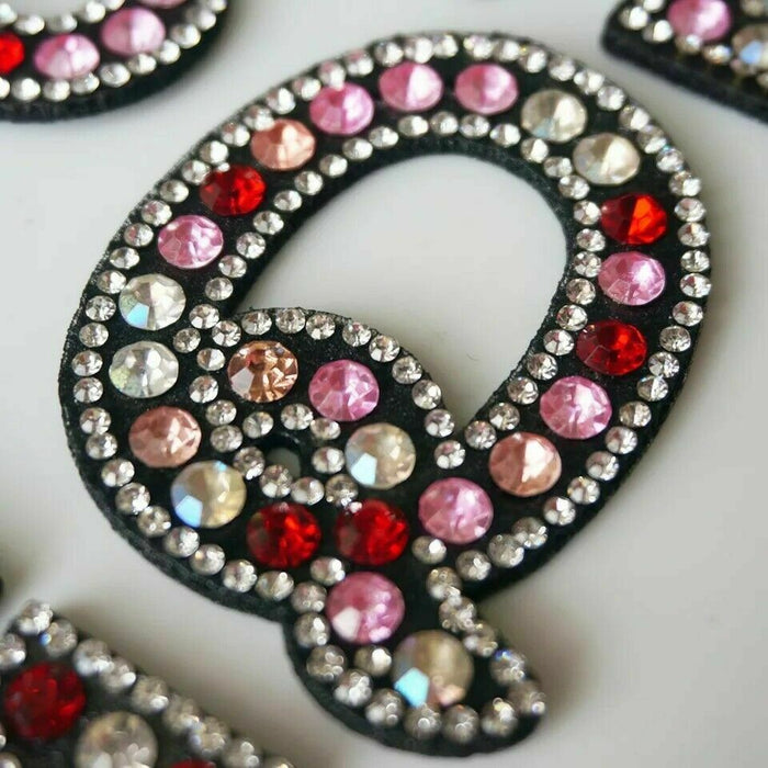 Red Sparkle Rhinestone 5.5cm Iron-On Patch Letter Q