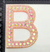 Pink 8cm Rhinestone Iron On Patch Letter B