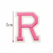 Pink 5cm Embroidered Iron On Patch Letter R