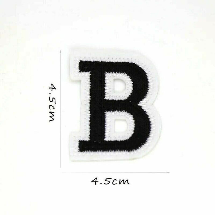 Black 4.5cm Embroidered Iron On Patch Letter B