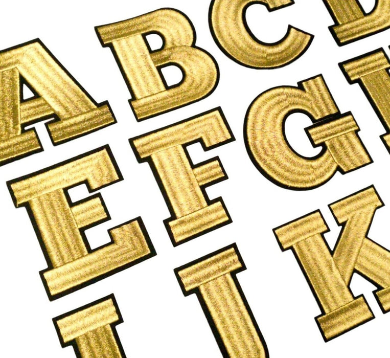 Metallic Gold 10.5cm Iron-On Patch Letters