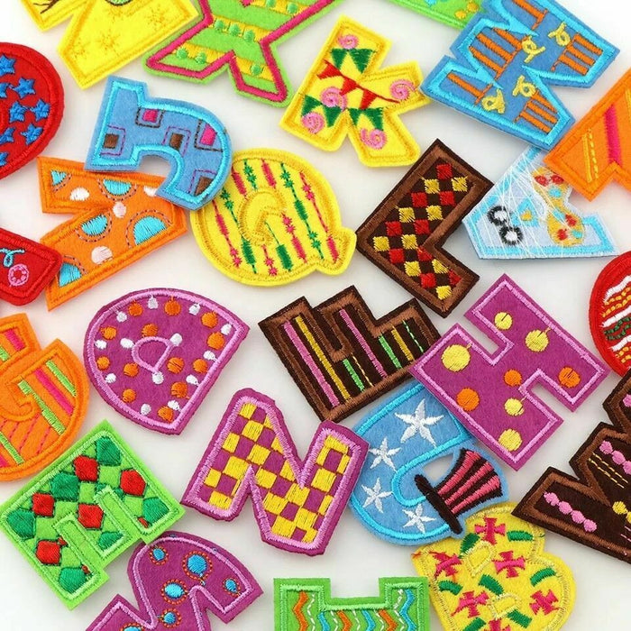 Kids Range Multi Coloured 4cm Iron-On Patch Letters