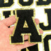 Black Chenille With Gold Trim 8.5cm Iron-On Patch Letter A