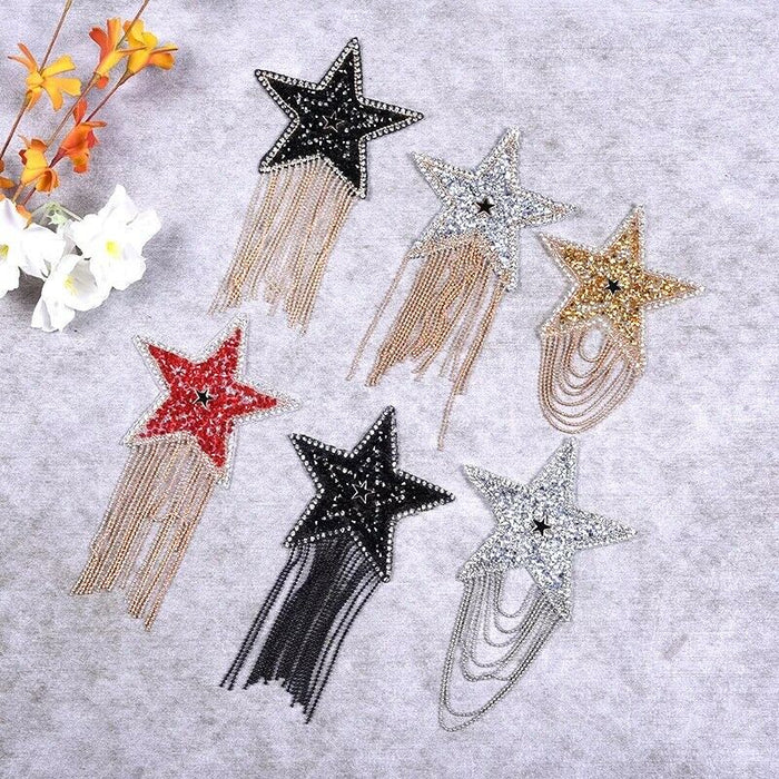 Star Tassel Rhinestone 8.5cm Iron-On Patches