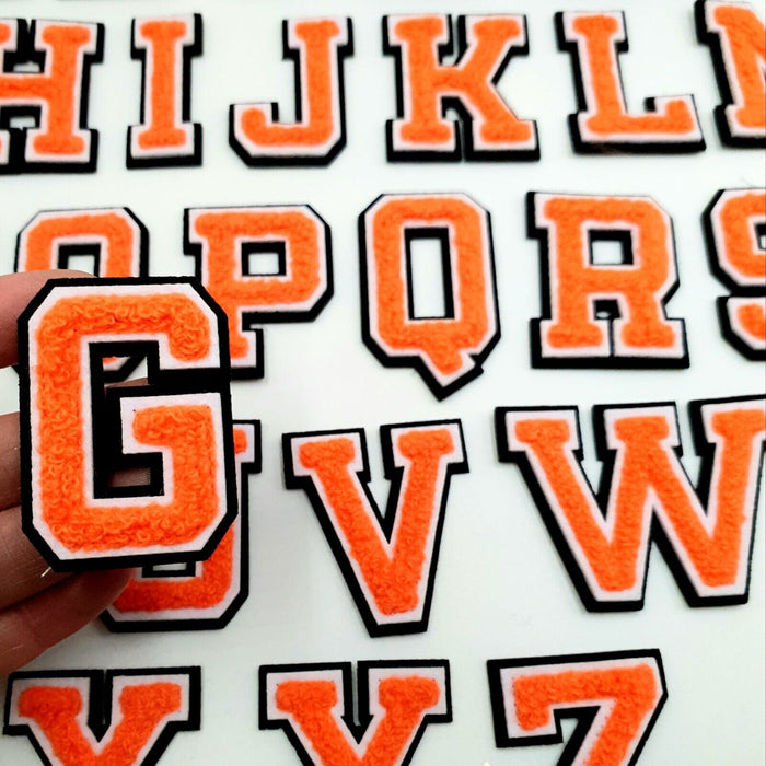 3D Varsity Style Orange 7.5cm Chenille Iron-On Patch Letters