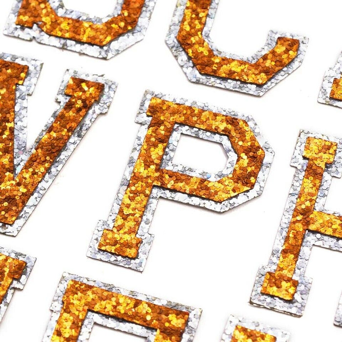 Orange Sequin 5cm Iron-On Patch Letters