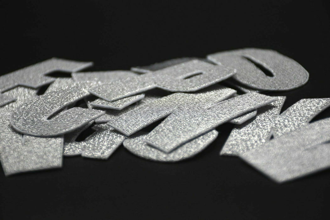 Sparkly Silver Embroidered 7cm Iron-On Patch Letters