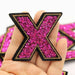 Pink Sequin Sparkle 5.5cm Iron On Patch Letter X