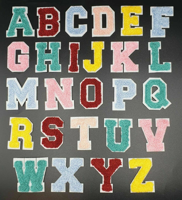 Light Multicolored Chenille 5cm Iron-On Patch Letters