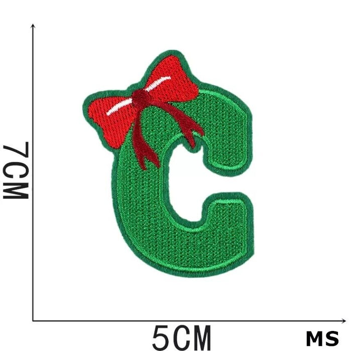 Christmas Mashup Embroidered 7cm Iron On Patch Letter C