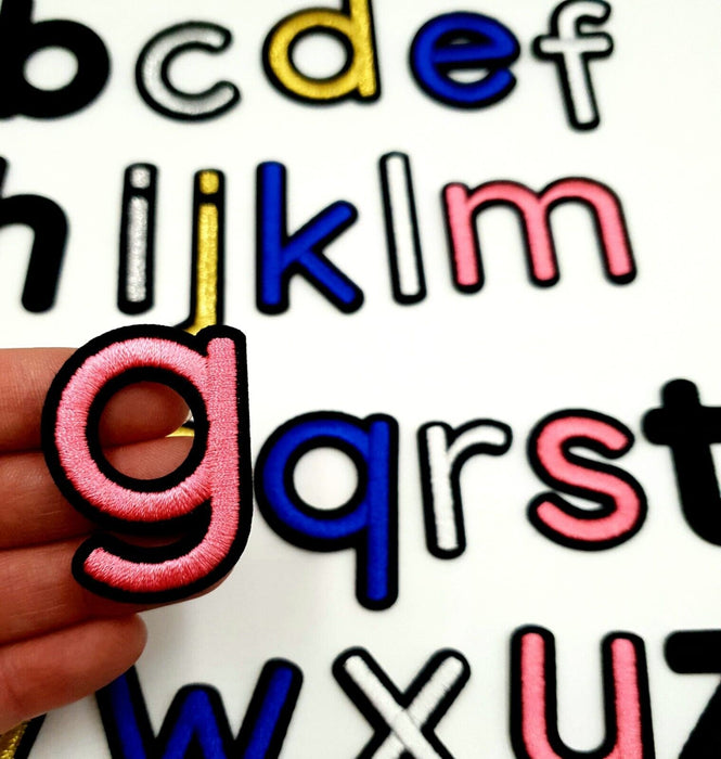 Pink Lowercase Embroidered 3.4cm Iron On Patch Letter g