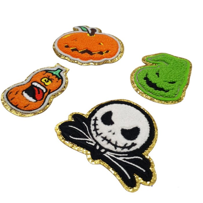 Halloween Pumpkins, Skeleton & Ghoul Chenille Iron-On Patches