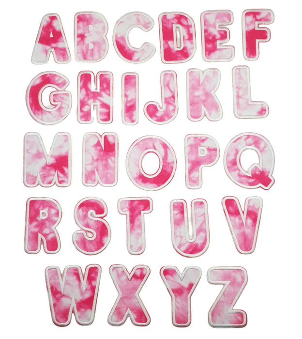 Pink Tie Dye 6.4cm Embroidered Iron On Patch Letters