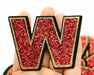 Red Sequin 5.5cm Iron-On Patch Letter W