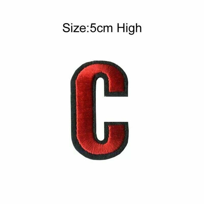 Red Embroidered 5cm Iron On Patch Letter  C