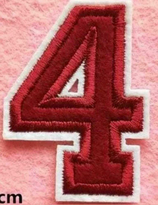 Red Embroidered 6cm Iron On Patch Number 4