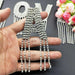 Silver Tassel Rhinestone 5.8cm Iron-On Patch Letter A