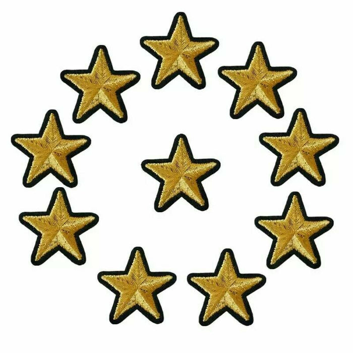 Star Embroidered Yellow Coloured Iron On Patches