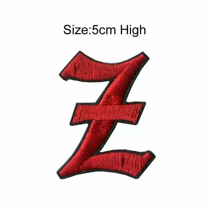 Old English Red 5cm Embroidered Iron On Patch Letter  Z