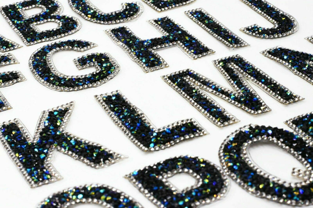 Large Ocean Rhinestone Iron On Patch Letters