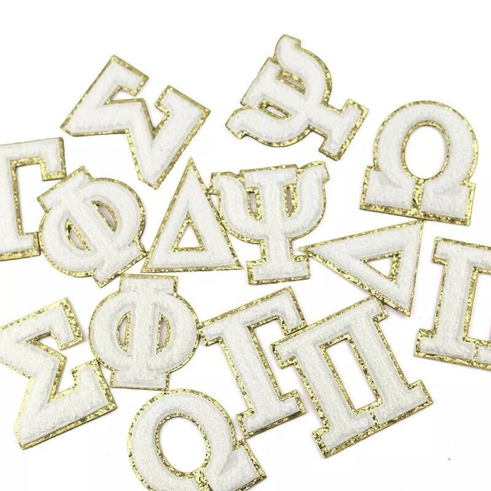 Greek Alphabet Chenille 6.3cm Iron-On Patches