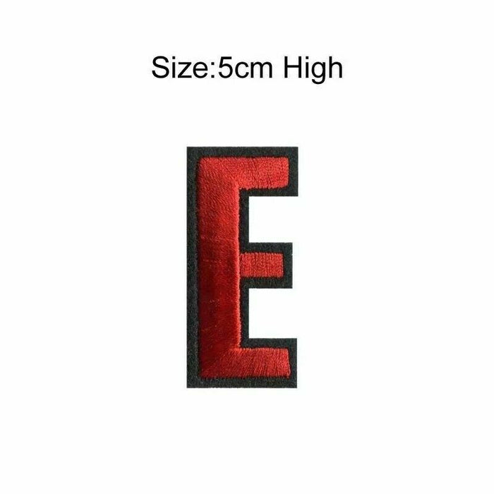 Red Embroidered 5cm Iron On Patch Letter E